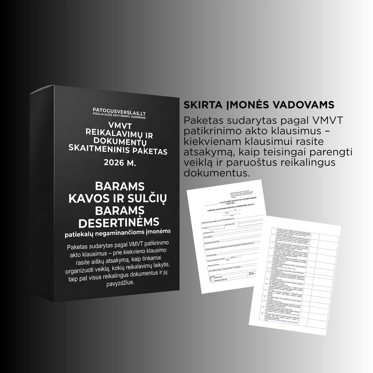 VMVT reikalavimų ir dokumentų paketas (patiekalų negaminančioms įmonėms)