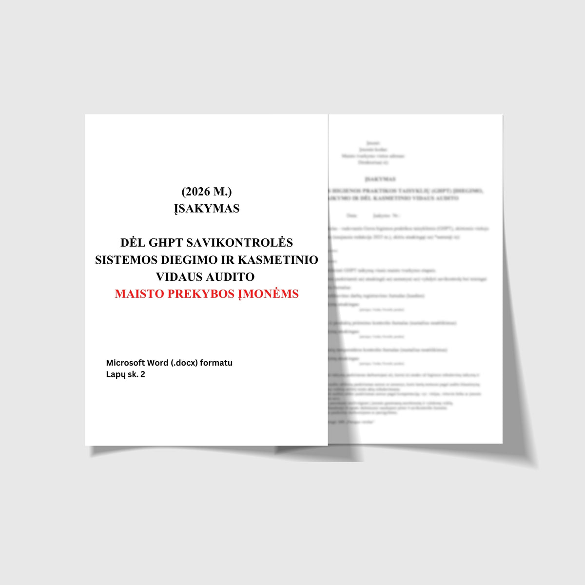 Geros higienos praktikos taisyklės prekybos įmonėms + Įsakymas dėl GHPT ir kasmetinio vidaus audito