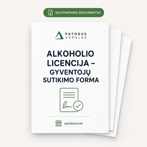 Alkoholio licencijos gyventojų sutikimo forma parduotuvei – skaitmeninis dokumentas