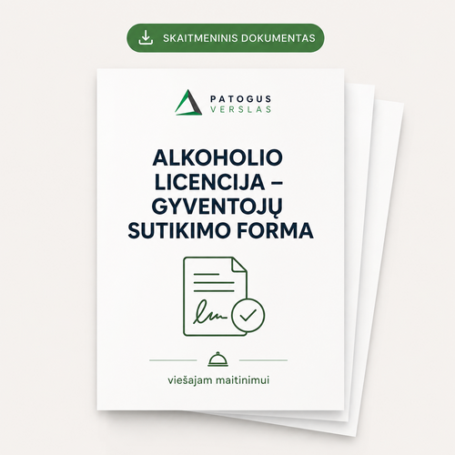 Alkoholio licencijos gyventojų sutikimo forma viešajam maitinimui – skaitmeninis dokumentas
