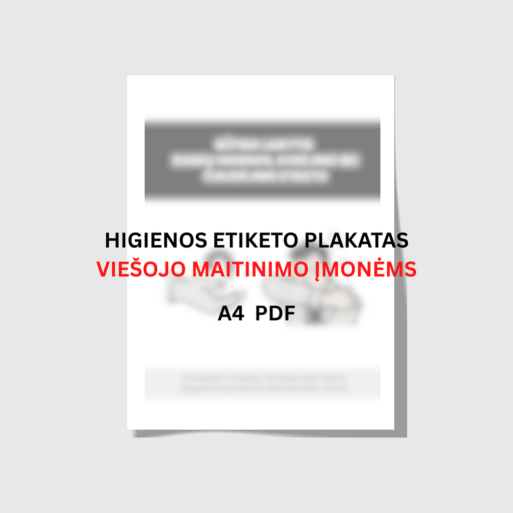 Higienos etiketo plakatas viešojo maitinimo įmonėms