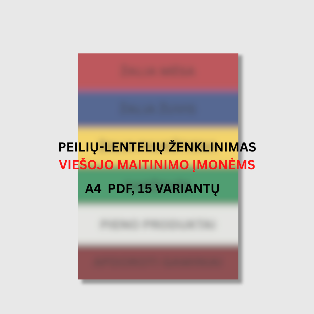 Peilių ir pjaustymo lentelių ženklinimas viešojo maitinimo įmonėms – 15 variantų