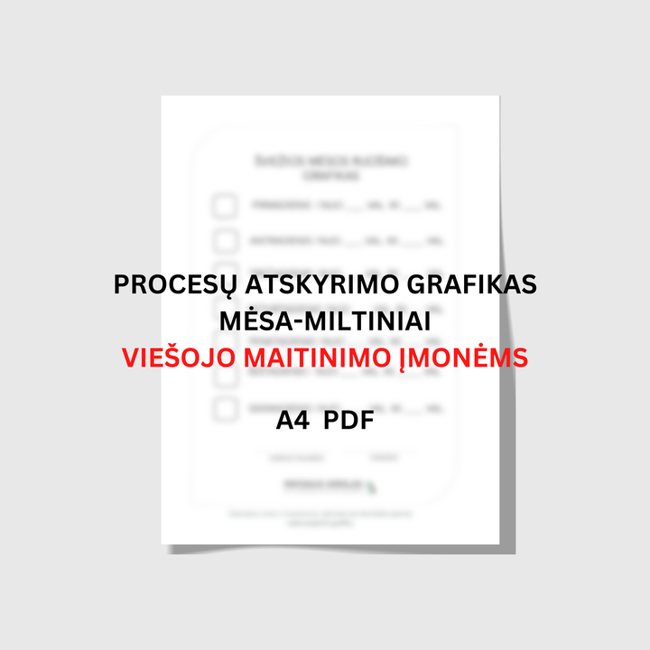 Procesų atskyrimo grafikas mėsa–miltiniai viešojo maitinimo įmonėms