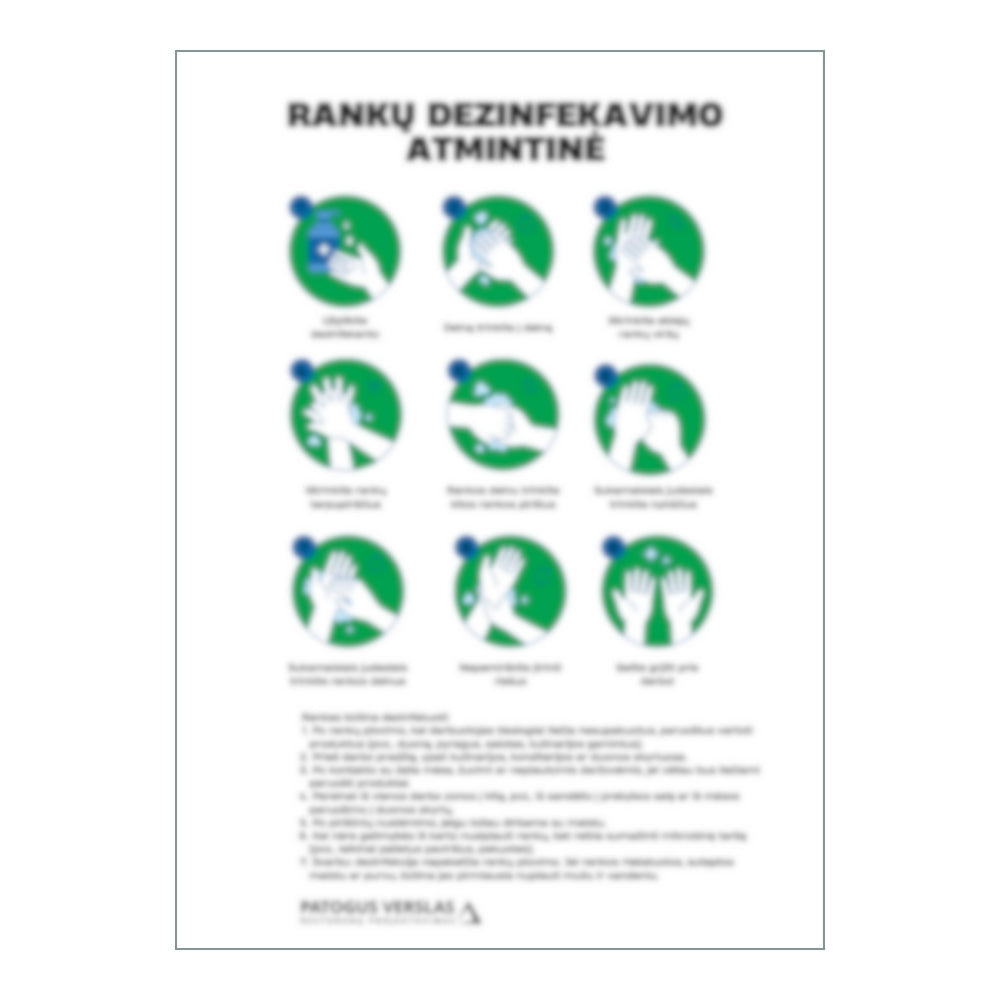 Rankų plovimo ir dezinfekavimo instrukcijų viešojo maitinimo įmonėms papildoma peržiūra