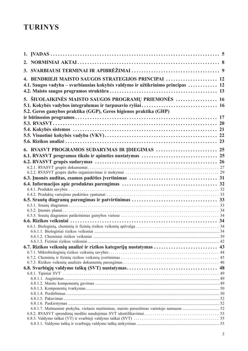 RVASVT sistemos parengimo maisto įmonėse knygos turinys – 1 dalis