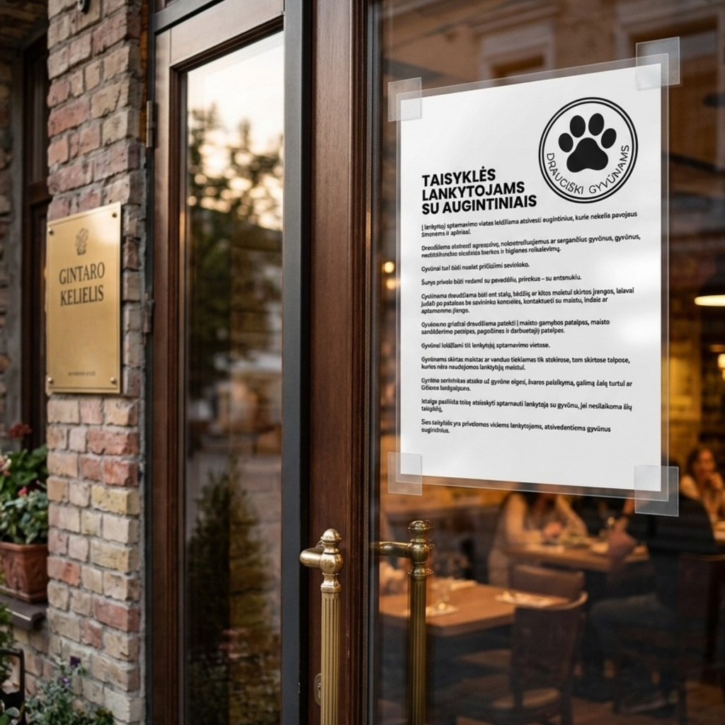 Taisyklės lankytojams su augintiniais viešojo maitinimo įmonėms