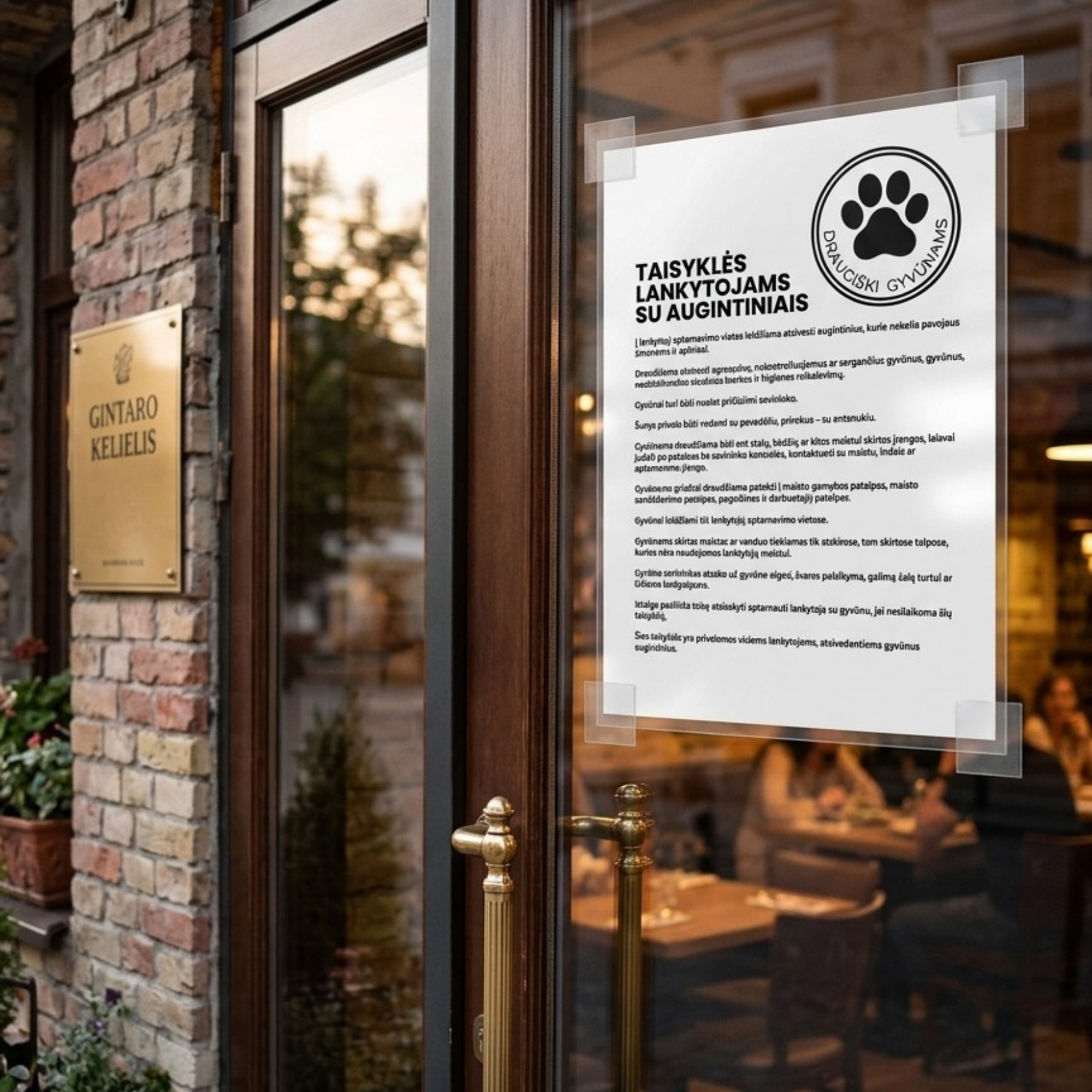 Taisyklės lankytojams su augintiniais viešojo maitinimo įmonėms