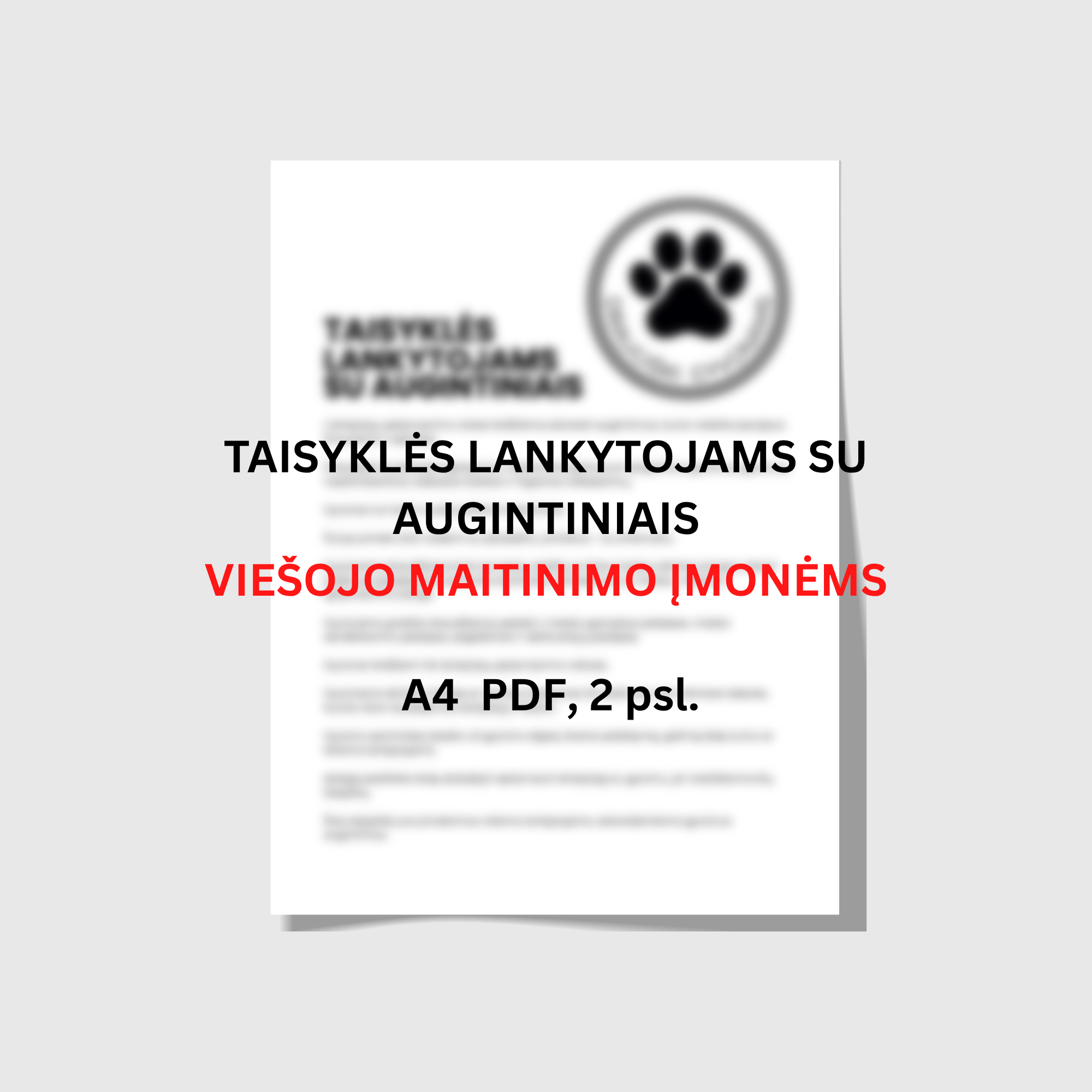 Taisyklės lankytojams su augintiniais viešojo maitinimo įmonėms